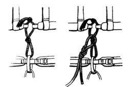 Связывание обвязки с беседкой с помощью стропы