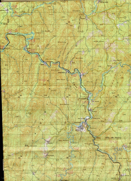 Карта участка реки Большой Инзер