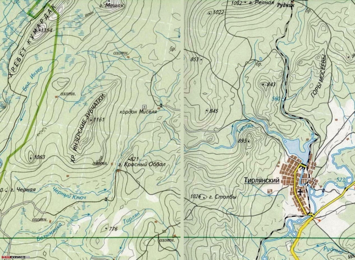 Инзерские зубчатки. Карта местности