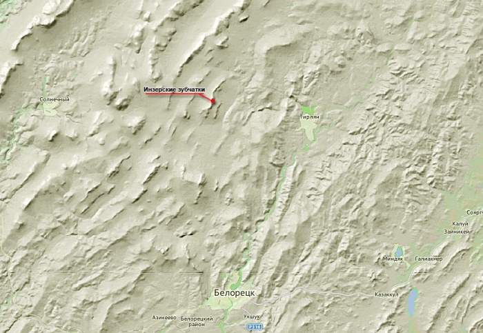 Инзерские зубчатки. Карта рельефа