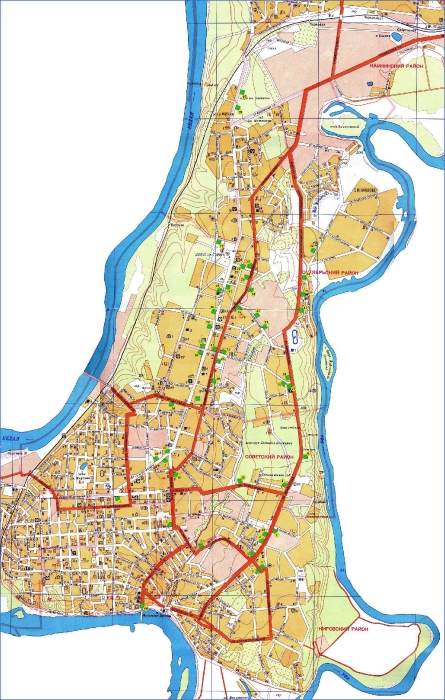 Карта Уфы с нумерацией