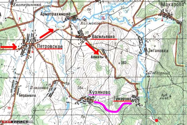 Карта проезд до Гумерово
