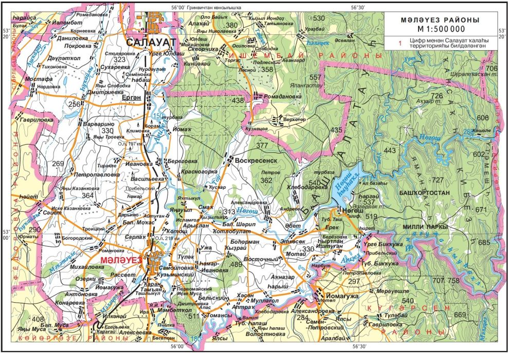 Карта схема Мелеузовского района
