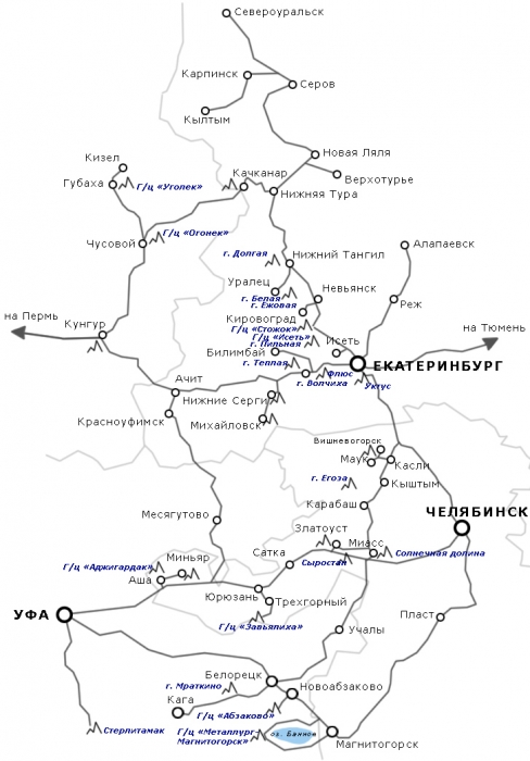 ГЛЦ на карте урала