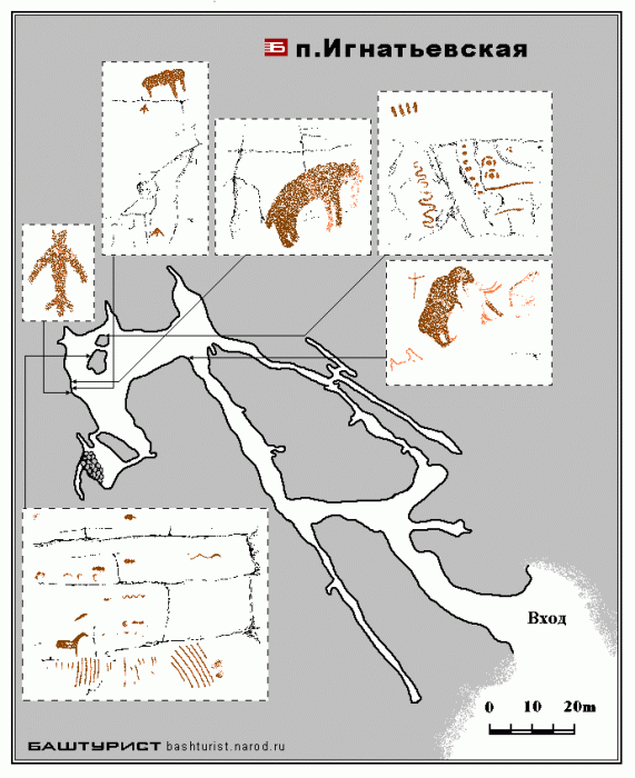 Игнатьевская (Игнатовская) пещера схема план