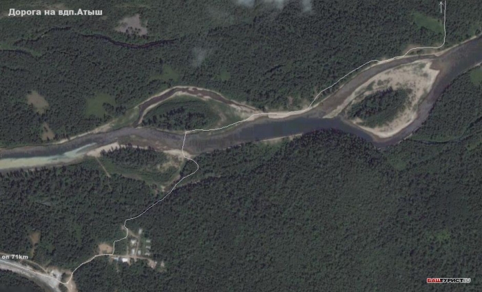 Карта дороги на водопад Атыш