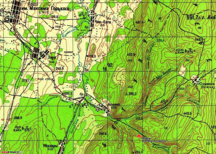 Расположение пещеры Аскинская на карте