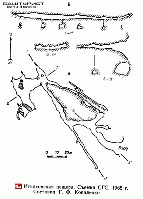 Игнатьевская (Игнатовская) пещера схема план