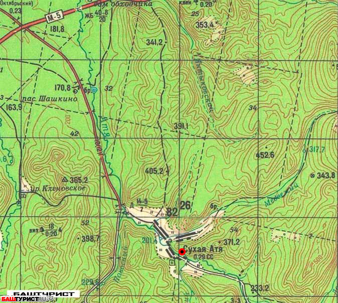Расположение пещеры Сухая Атя на карте