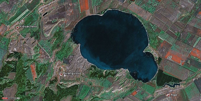 Озеро Аслы-куль (Асликуль), фото со спутника