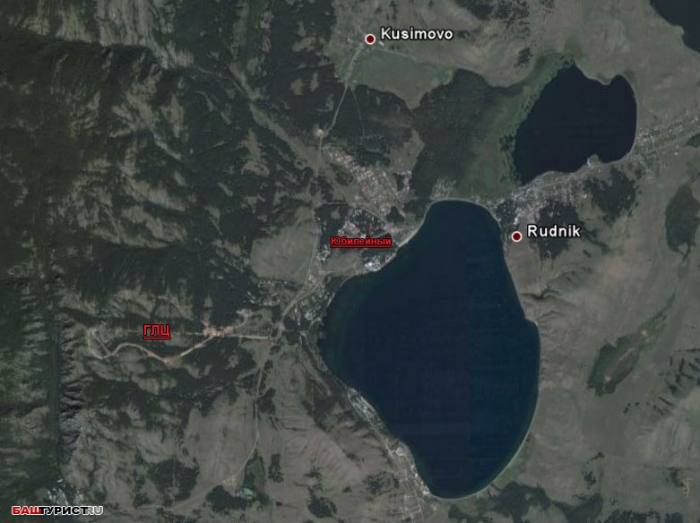 Озеро Банное (Якты-Куль) фото со спутника