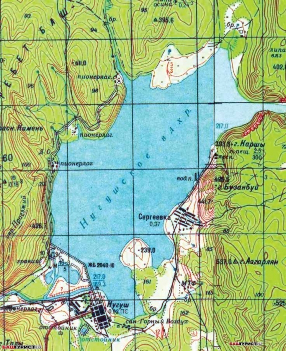 Нугушское водохранилище карта
