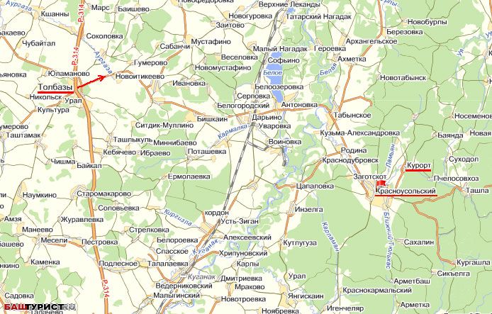 Карта до Красноусольска