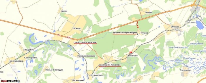 Санаторий Алкино, Юматово, детский санаторий Акбузат. Карта расположение проезд