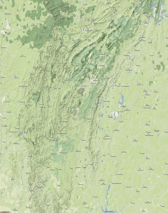 ЮжныйУрал. Карта рельефа