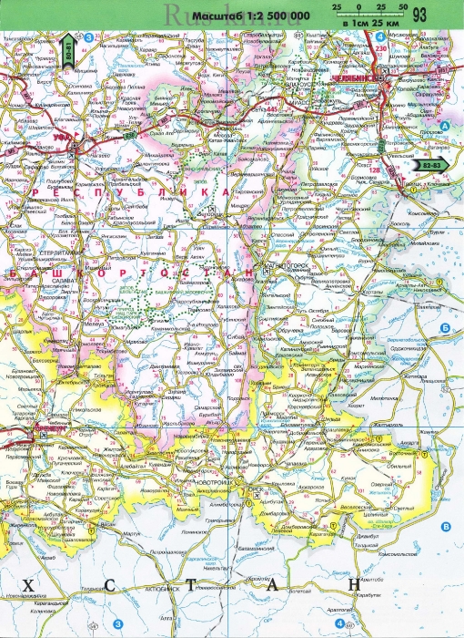 Схема карта дорог юга Башкирии