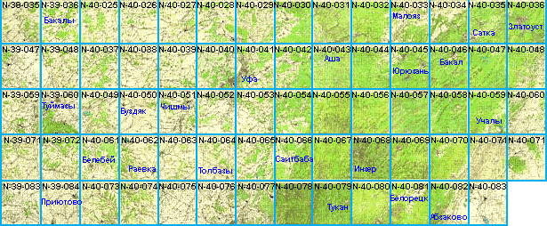 Лист карты Башкортостана в масштабе 1:100000 скачать